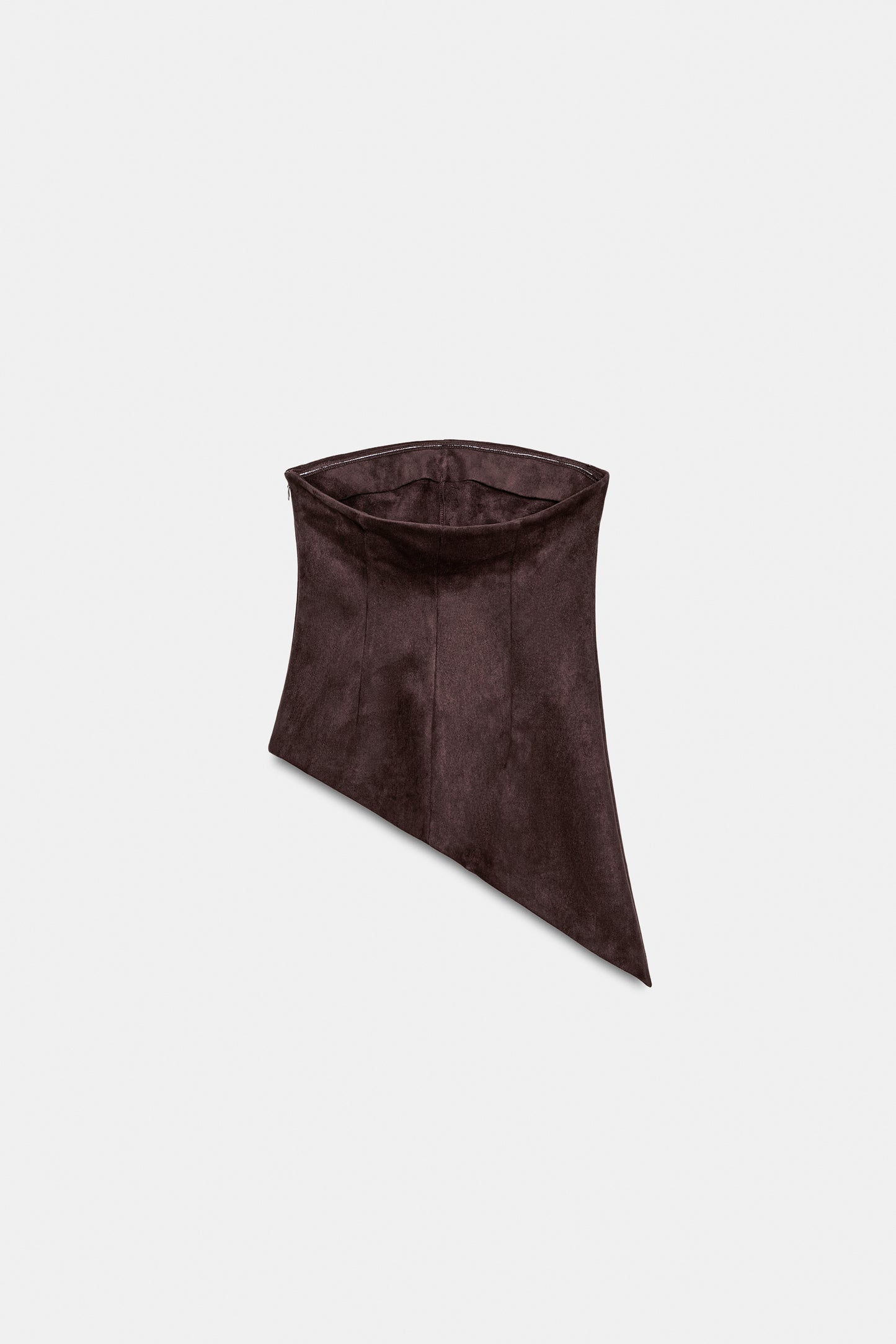 TOP ASSIMÉTRICO COM EFEITO DE CAMURÇA - Castanho-chocolate