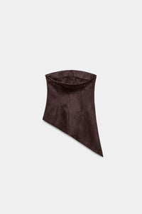 TOP ASSIMÉTRICO COM EFEITO DE CAMURÇA - Castanho-chocolate