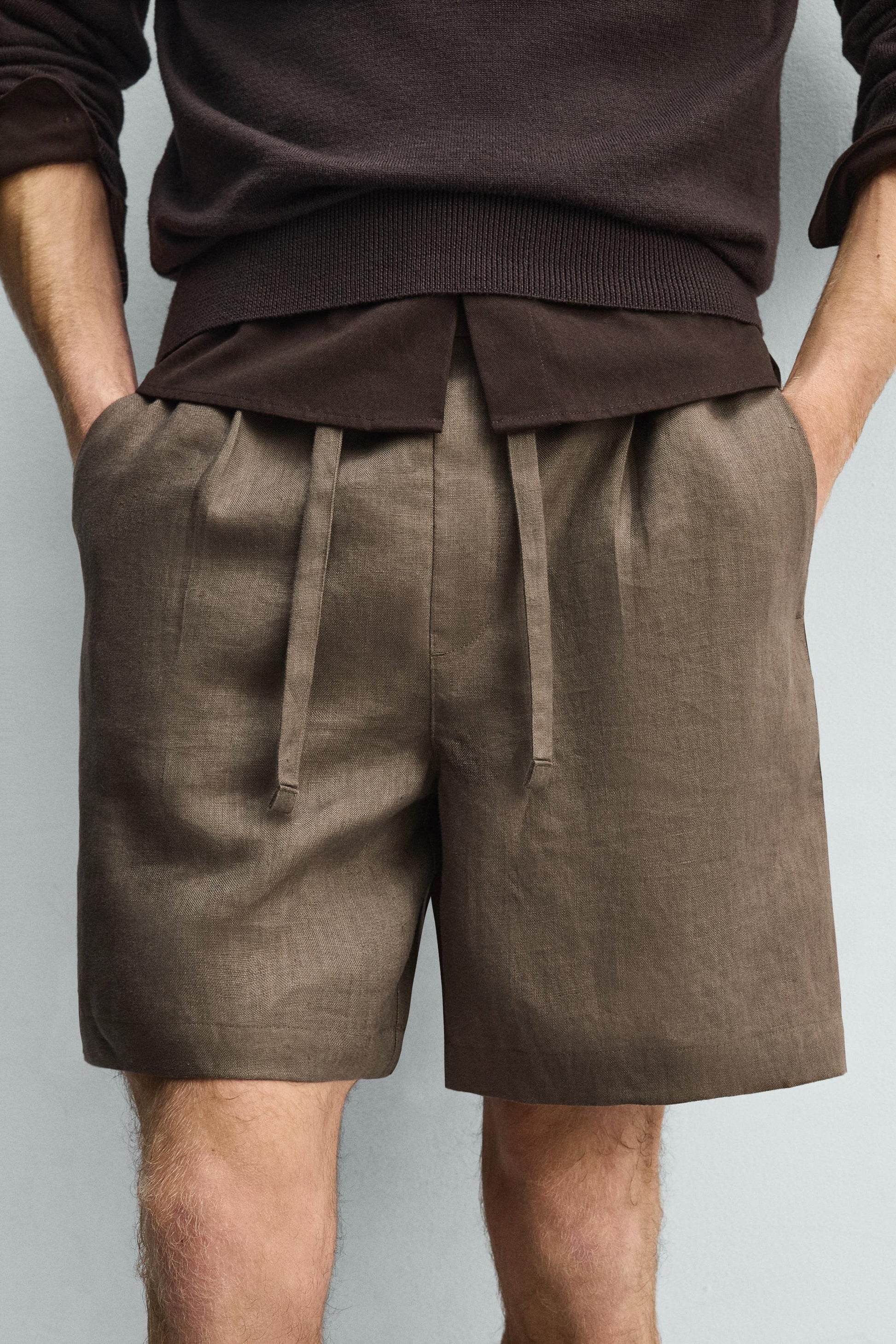 CALÇÕES BERMUDA RELAXED FIT 100% LINHO