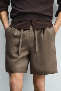 CALÇÕES BERMUDA RELAXED FIT 100% LINHO