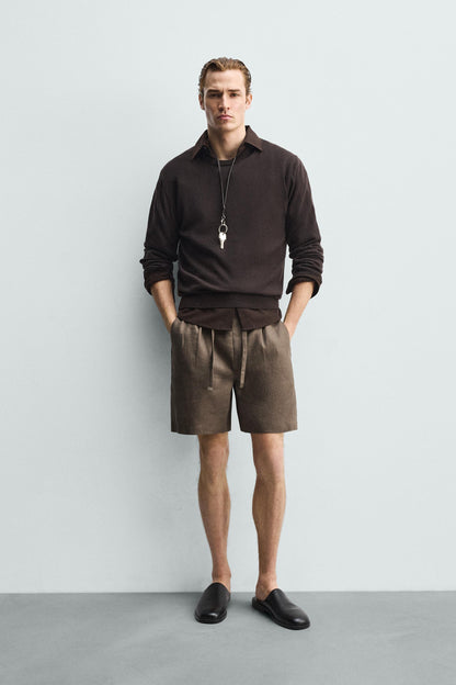 CALÇÕES BERMUDA RELAXED FIT 100% LINHO