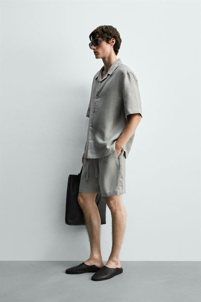 CALÇÕES BERMUDA RELAXED FIT 100% LINHO