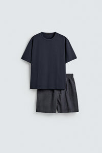 CONJUNTO DE PIJAMA COMBINADO BERMUDA XADREZ