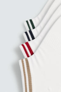 PACK DE 4 PARES DE MEIAS CURTAS COM FAIXAS