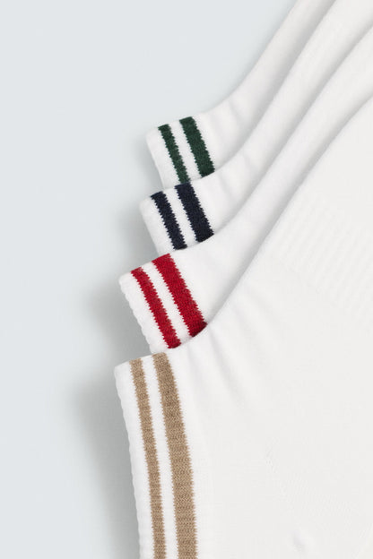 PACK DE 4 PARES DE MEIAS CURTAS COM FAIXAS