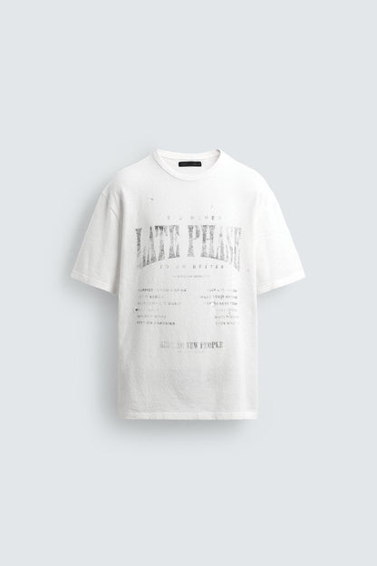 T-SHIRT DE MALHA ESTAMPADA COM LAVAGEM
