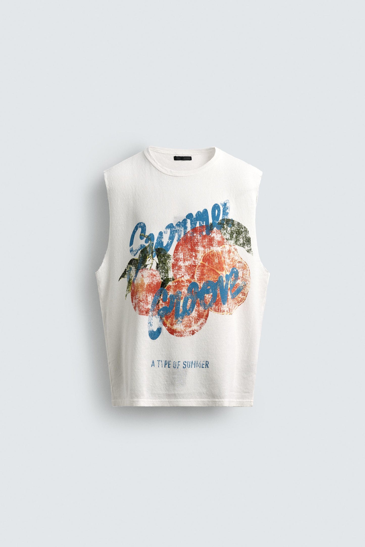 T-SHIRT TANK DE MALHA COM LAVAGEM E ESTAMPADO