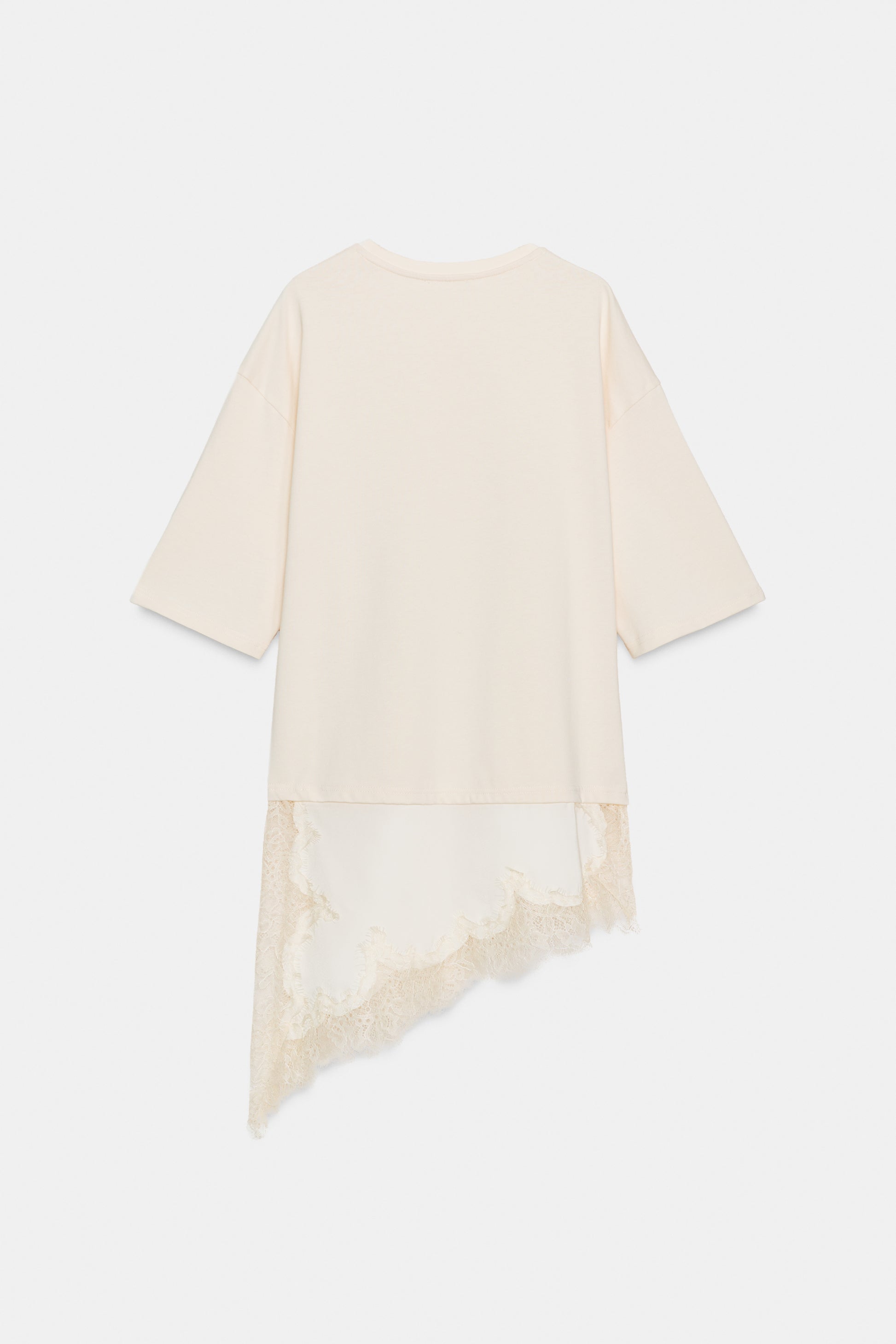 T-SHIRT COMBINADA COM RENDA - Cru