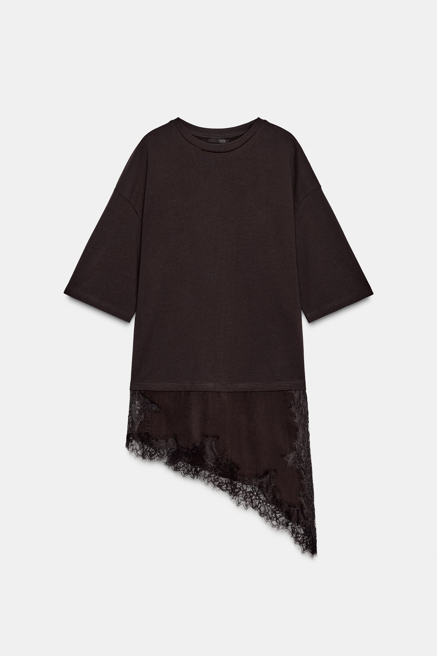 T-SHIRT COMBINADA COM RENDA - Chocolate