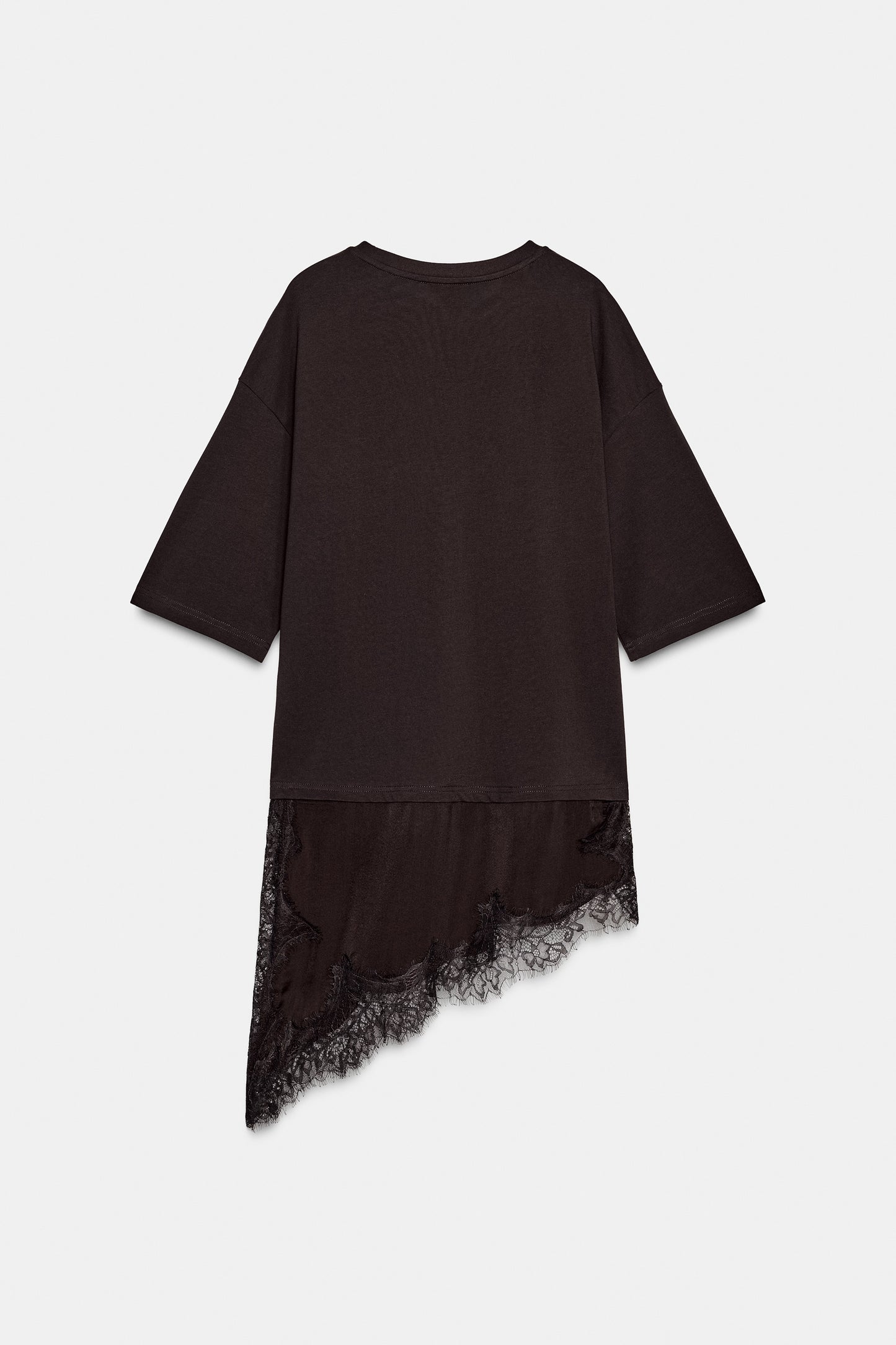 T-SHIRT COMBINADA COM RENDA - Chocolate
