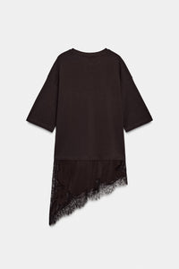 T-SHIRT COMBINADA COM RENDA - Chocolate