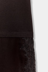 T-SHIRT COMBINADA COM RENDA - Chocolate