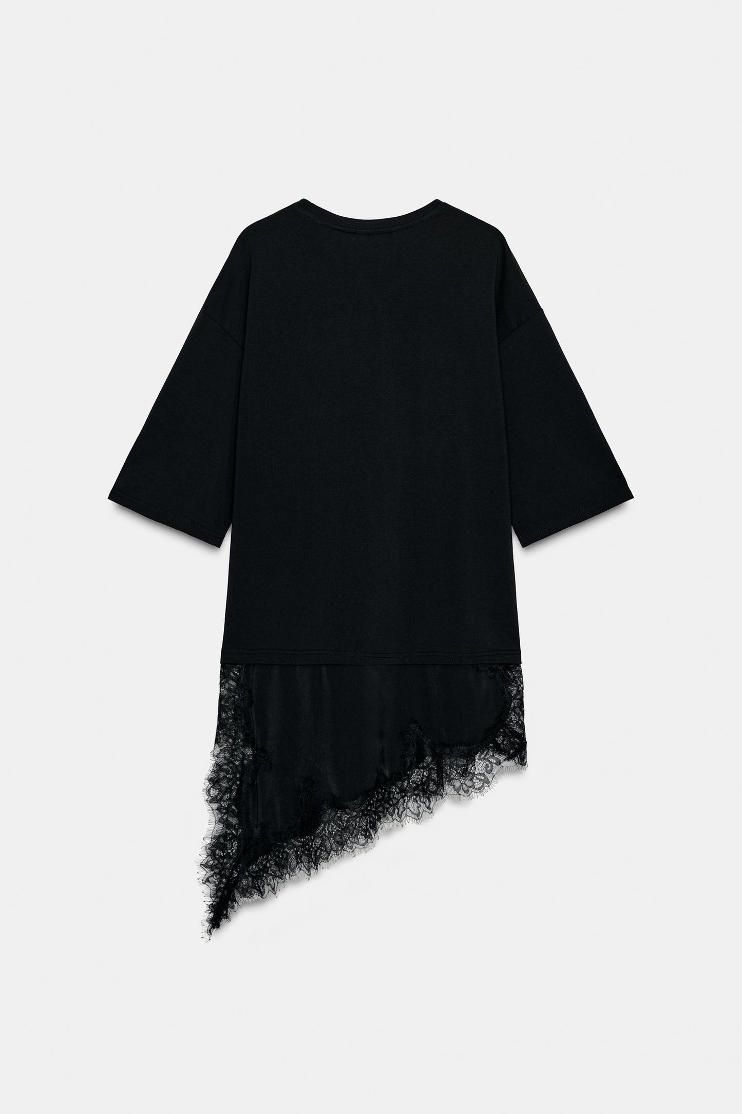 T-SHIRT COMBINADA COM RENDA - Preto