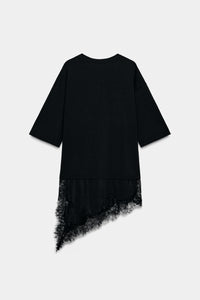 T-SHIRT COMBINADA COM RENDA - Preto