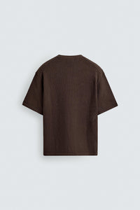 T-SHIRT DE MALHA COM DECOTE DE BOTÕES EM ALGODÃO-LINHO