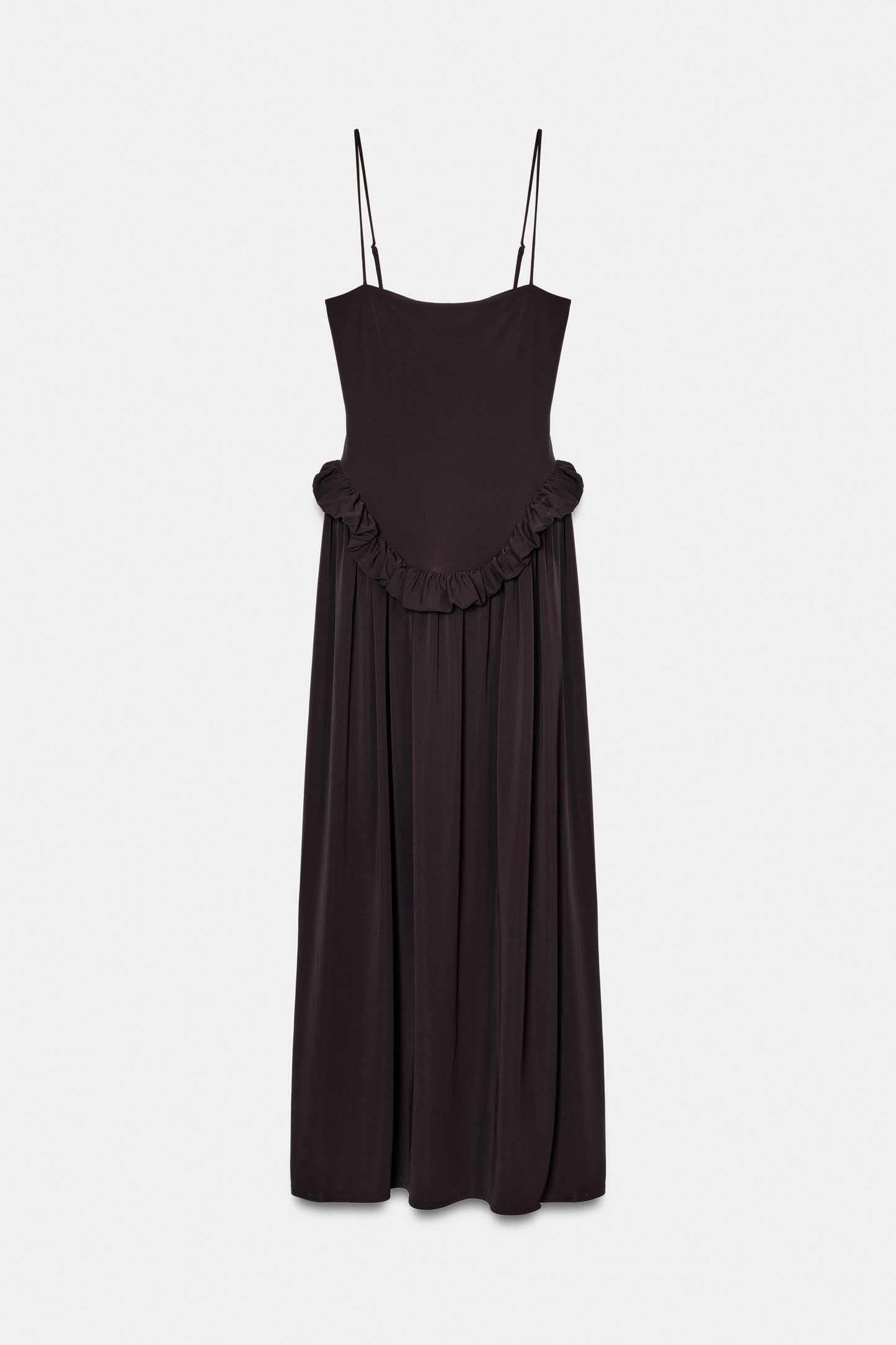 VESTIDO PEPLO VOLUME - Castanho-escuro