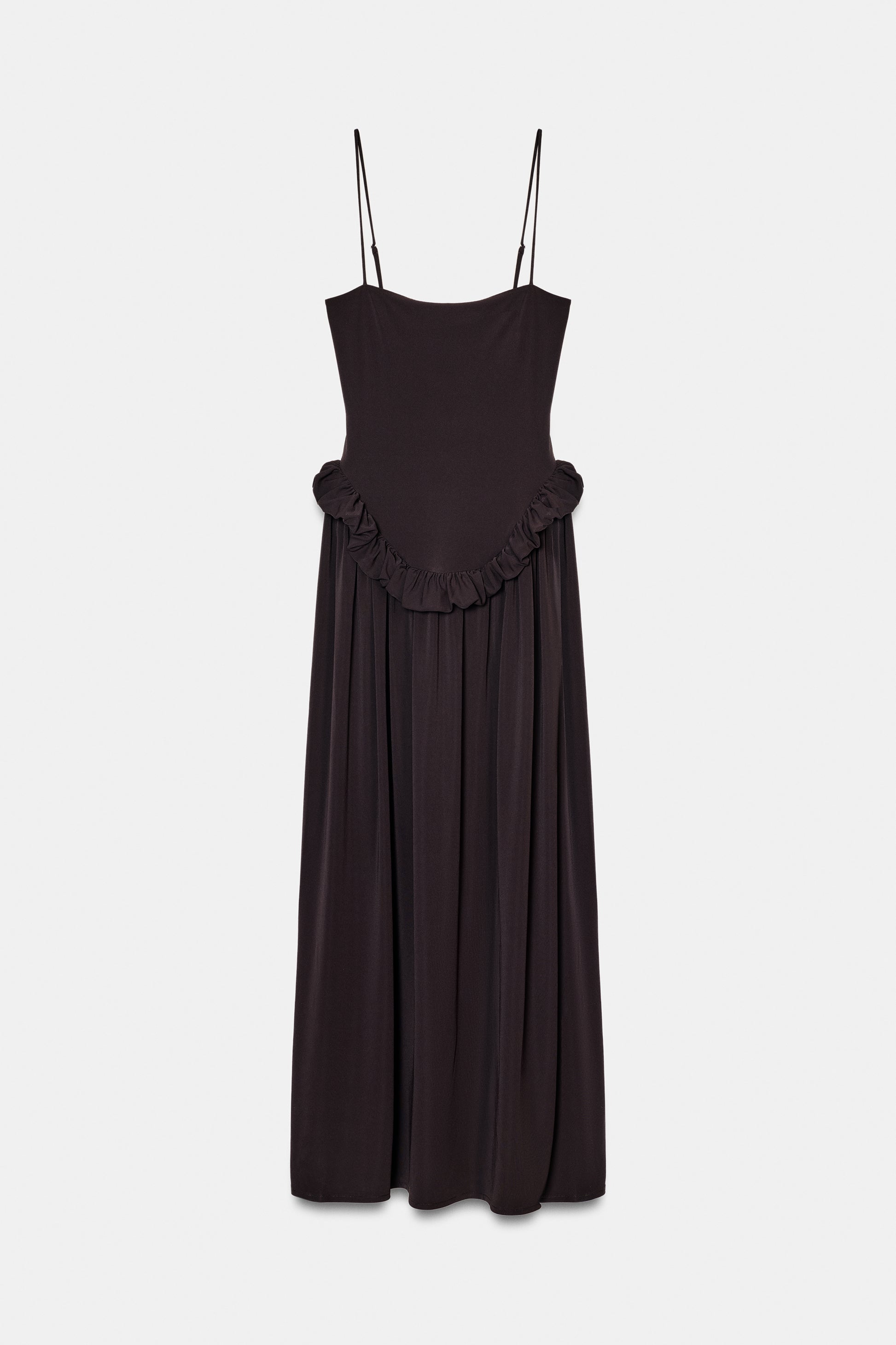 VESTIDO PEPLO VOLUME - Castanho-escuro