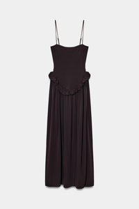 VESTIDO PEPLO VOLUME - Castanho-escuro