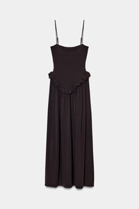 VESTIDO PEPLO VOLUME - Castanho-escuro