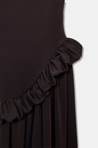 VESTIDO PEPLO VOLUME - Castanho-escuro