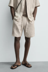 CALÇÕES BERMUDA RELAXED FIT 100% LINHO