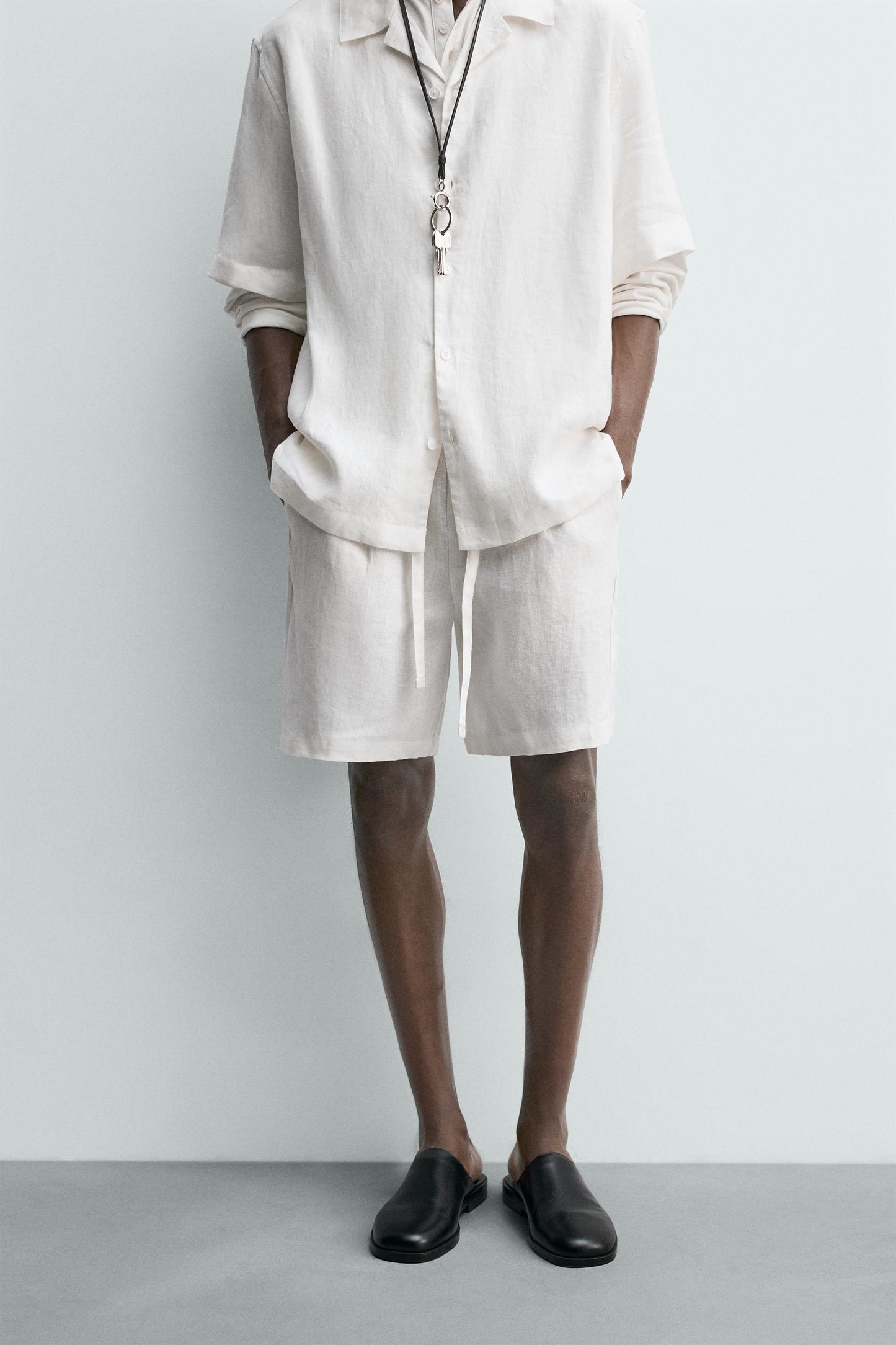 CALÇÕES BERMUDA RELAXED FIT 100% LINHO