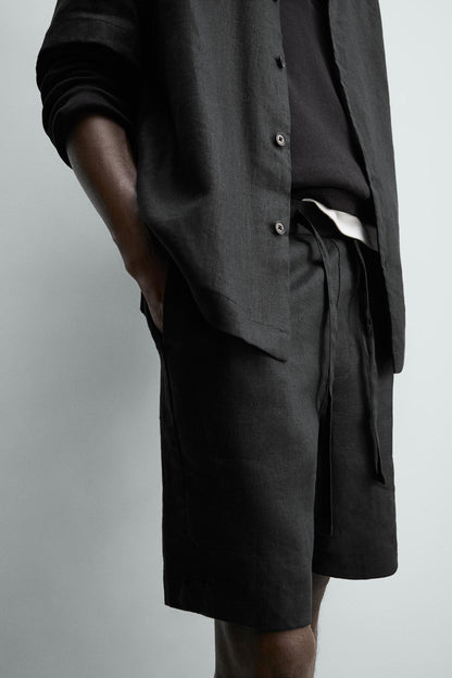 CALÇÕES BERMUDA RELAXED FIT 100% LINHO