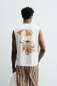 T-SHIRT DE ALÇAS COM BORDADO DE BANANAS