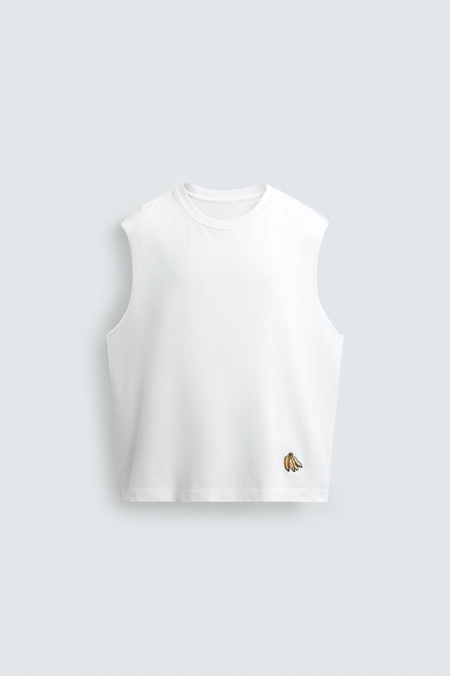 T-SHIRT DE ALÇAS COM BORDADO DE BANANAS