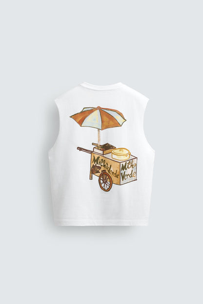 T-SHIRT DE ALÇAS COM BORDADO DE BANANAS