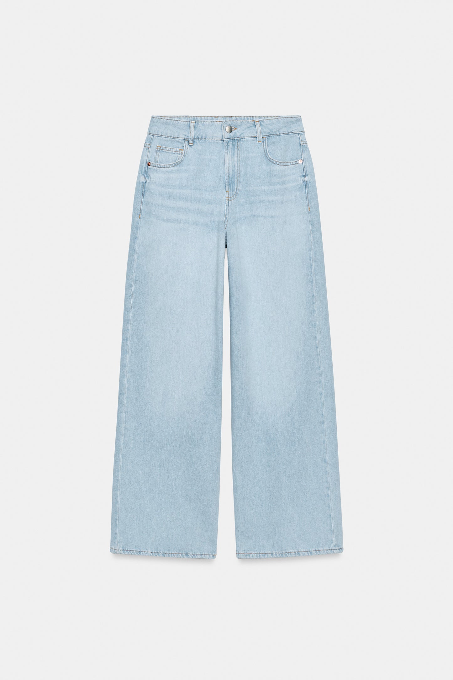 JEANS Z1975 PERNA LARGA CINTURA MÉDIA COM PREGA - Azul-claro