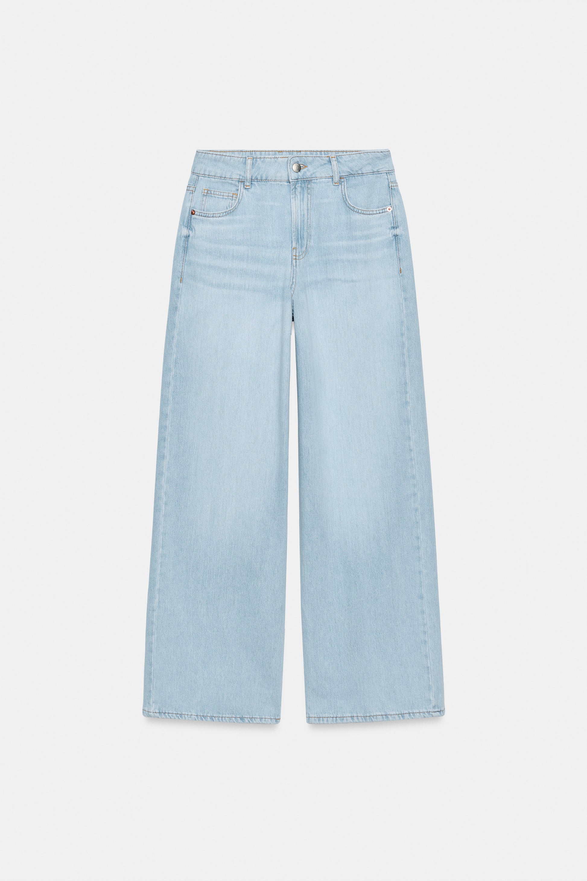 JEANS Z1975 PERNA LARGA CINTURA MÉDIA COM PREGA - Azul-claro