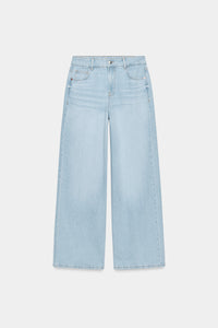 JEANS Z1975 PERNA LARGA CINTURA MÉDIA COM PREGA - Azul-claro