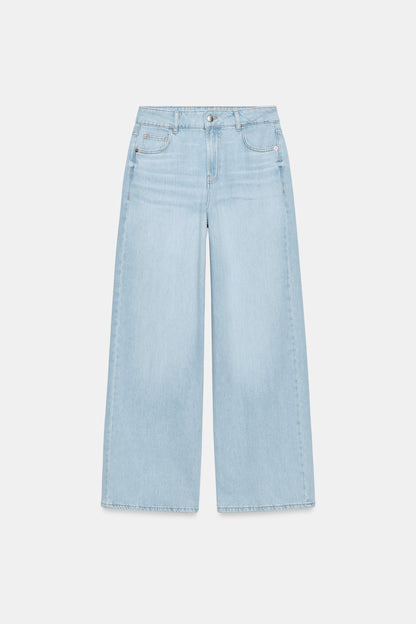 JEANS Z1975 PERNA LARGA CINTURA MÉDIA COM PREGA - Azul-claro