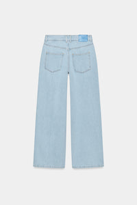 JEANS Z1975 PERNA LARGA CINTURA MÉDIA COM PREGA - Azul-claro