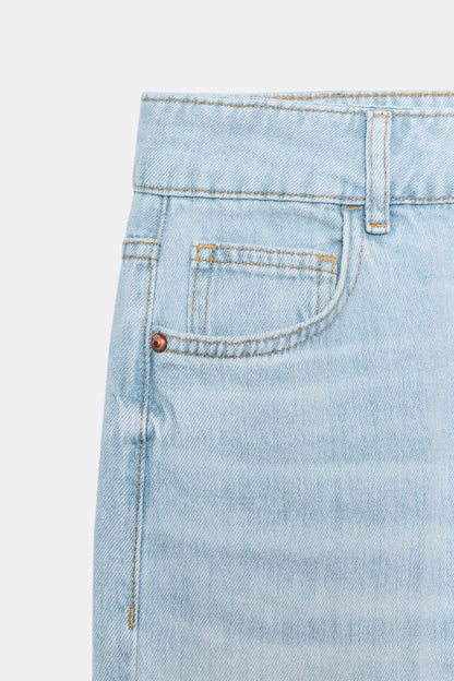 JEANS Z1975 PERNA LARGA CINTURA MÉDIA COM PREGA - Azul-claro