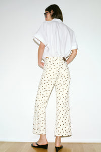 JEANS Z1975 MINI BOCA DE SINO CINTURA MÉDIA BOLINHAS - Branco-marfim