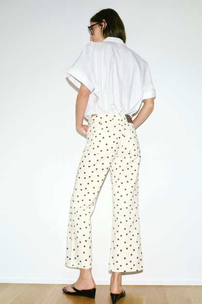 JEANS Z1975 MINI BOCA DE SINO CINTURA MÉDIA BOLINHAS - Branco-marfim