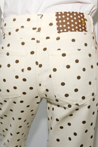 JEANS Z1975 MINI BOCA DE SINO CINTURA MÉDIA BOLINHAS - Branco-marfim