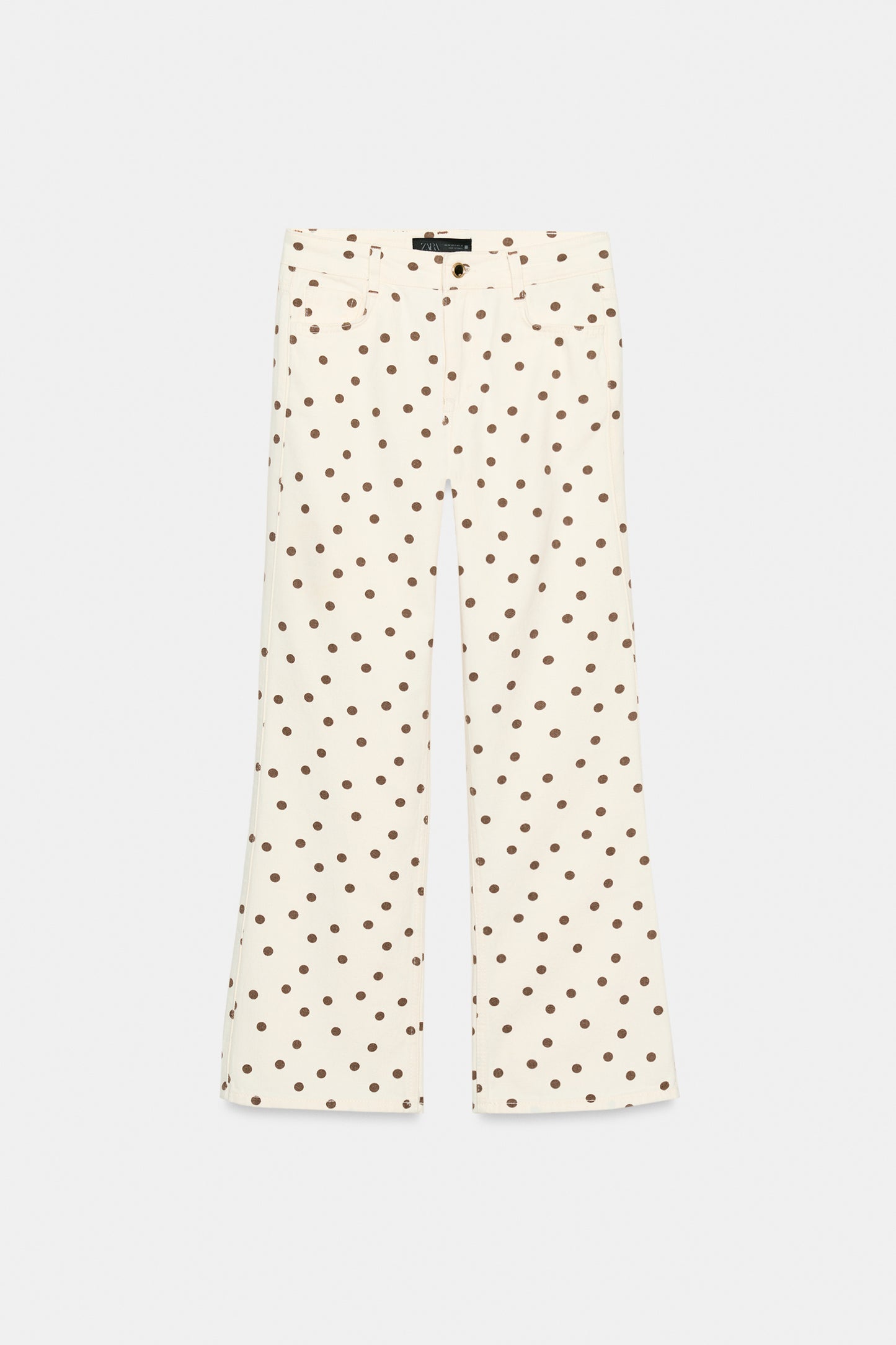 JEANS Z1975 MINI BOCA DE SINO CINTURA MÉDIA BOLINHAS - Branco-marfim