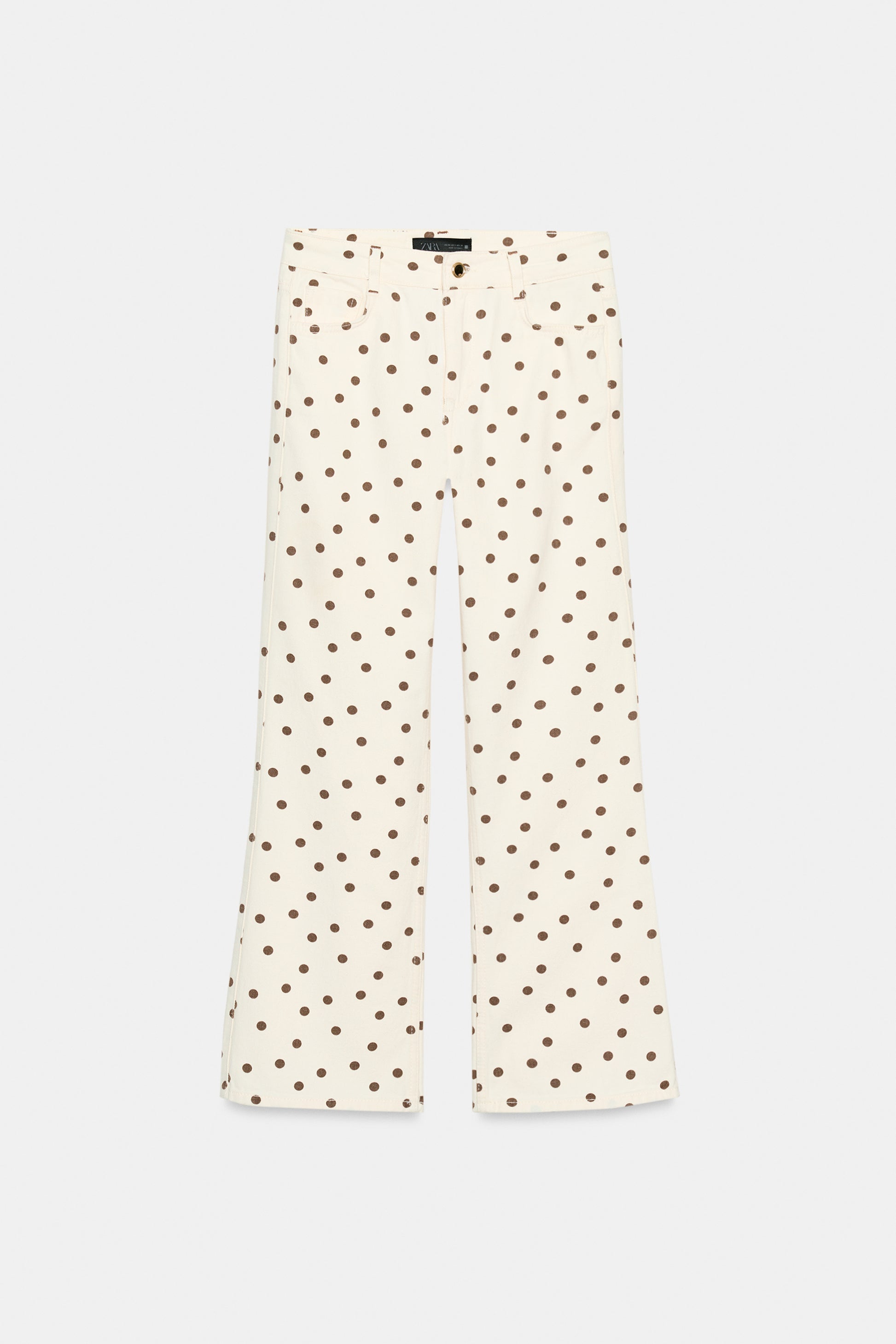 JEANS Z1975 MINI BOCA DE SINO CINTURA MÉDIA BOLINHAS - Branco-marfim