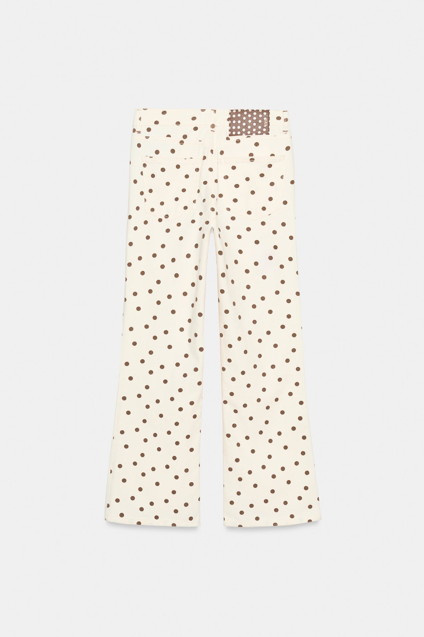 JEANS Z1975 MINI BOCA DE SINO CINTURA MÉDIA BOLINHAS - Branco-marfim