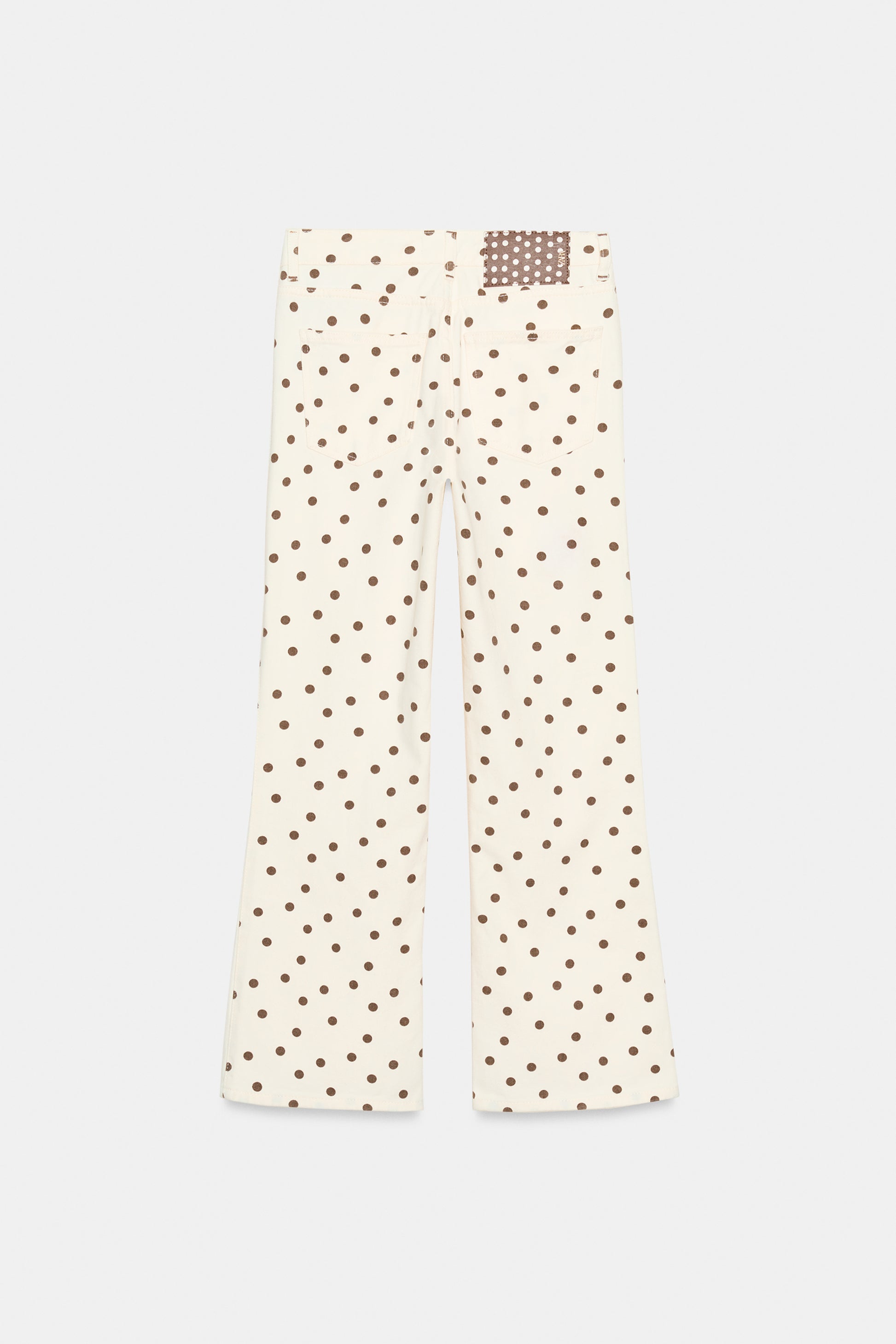 JEANS Z1975 MINI BOCA DE SINO CINTURA MÉDIA BOLINHAS - Branco-marfim