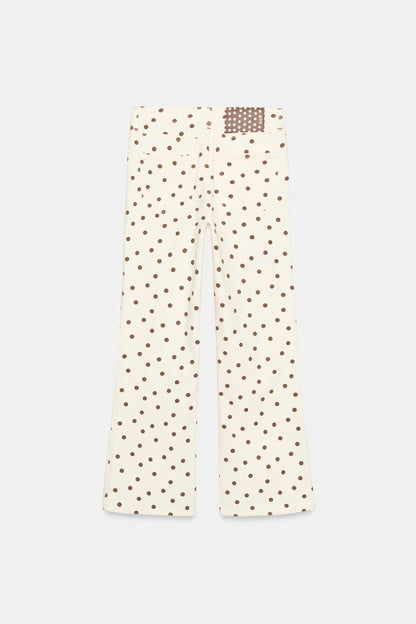 JEANS Z1975 MINI BOCA DE SINO CINTURA MÉDIA BOLINHAS - Branco-marfim