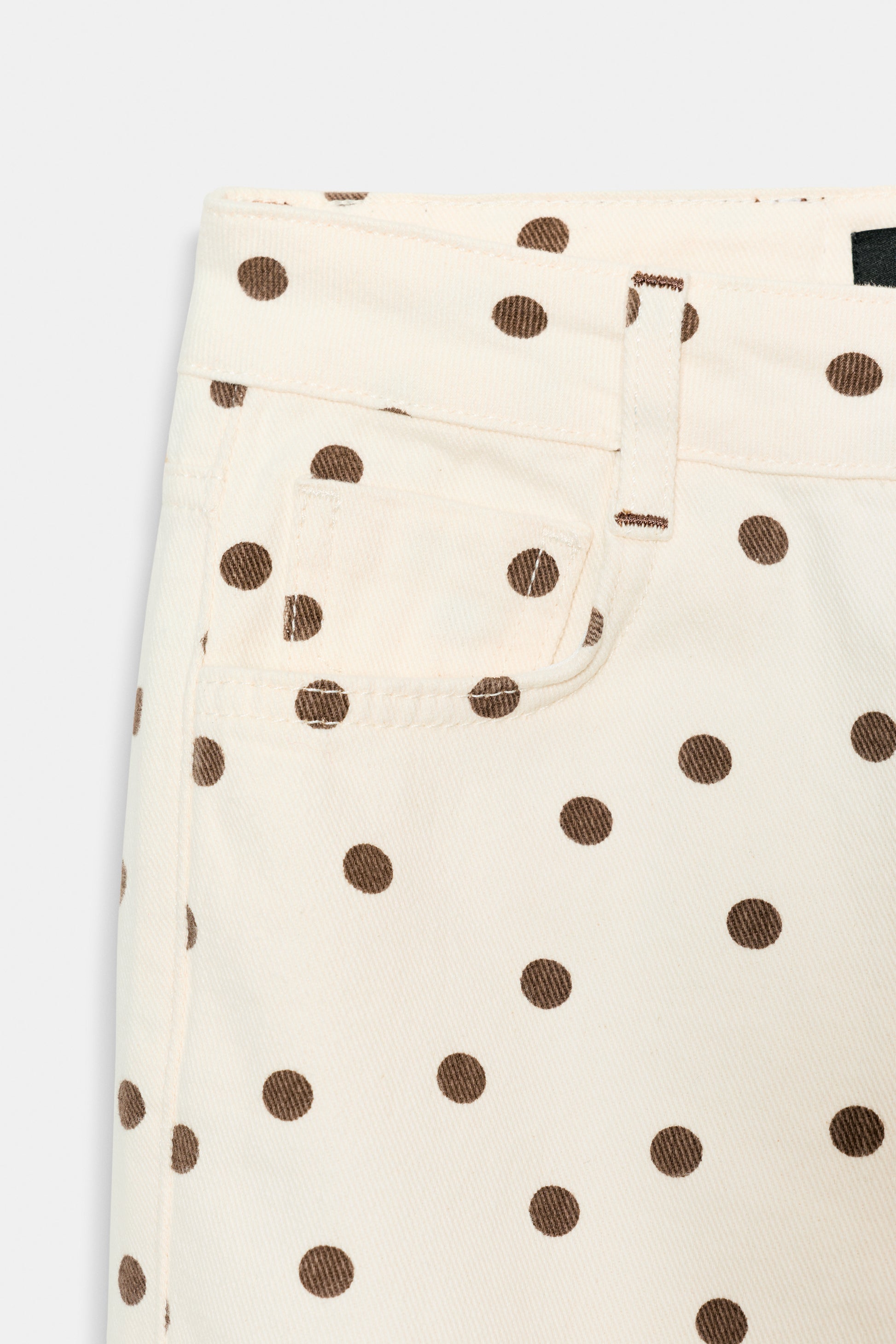 JEANS Z1975 MINI BOCA DE SINO CINTURA MÉDIA BOLINHAS - Branco-marfim