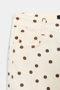 JEANS Z1975 MINI BOCA DE SINO CINTURA MÉDIA BOLINHAS - Branco-marfim