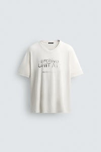 T-SHIRT LAVADA ALGODÃO-LINHO COM TEXTO