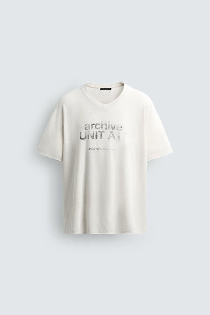 T-SHIRT LAVADA ALGODÃO-LINHO COM TEXTO