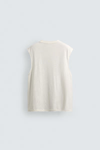 T-SHIRT TANK DE ALGODÃO-LINHO COM PATCH