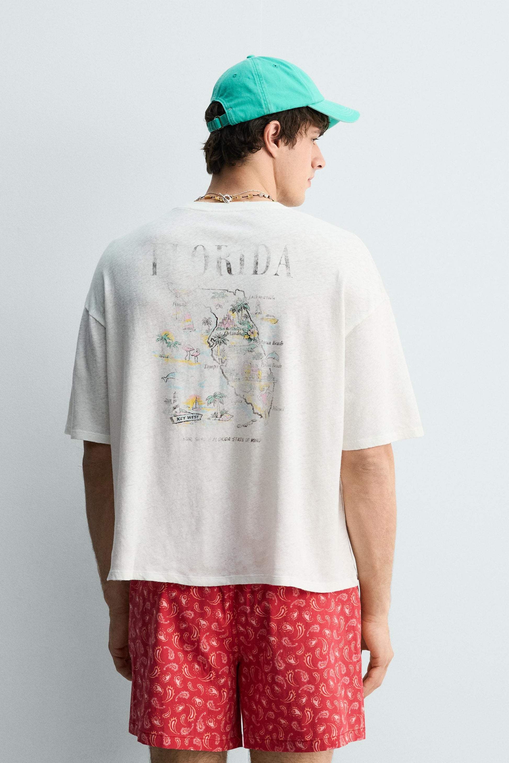 T-SHIRT LAVADA DE ALGODÃO-LINHO FLORIDA
